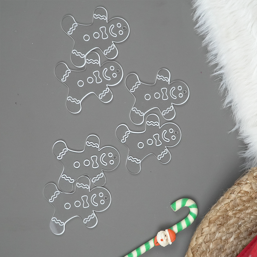 2 pcs Acrylic Gingerbread Man Ornaments – Cute Clear Christmas Decoration Set