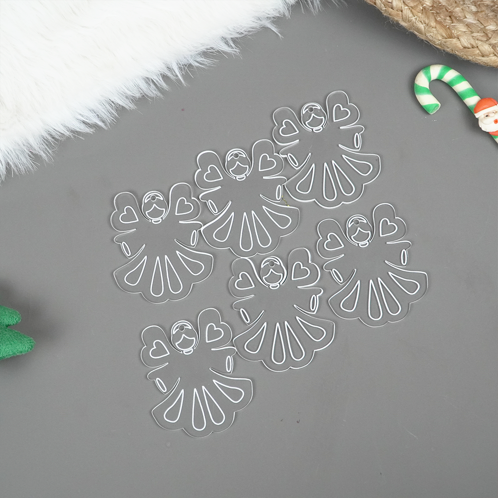 Set of 2 Acrylic Angel Doll Ornaments – Elegant Clear Christmas Decorations