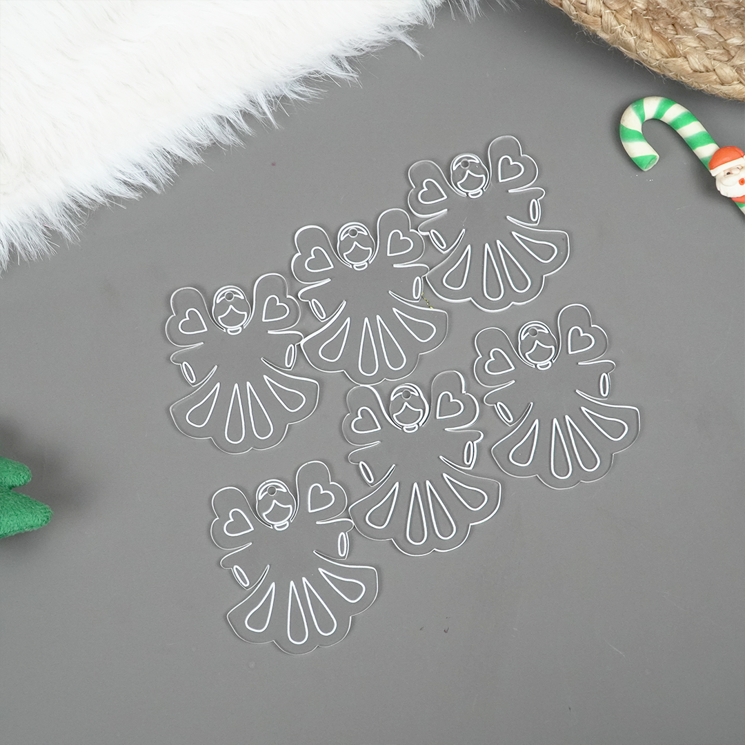 Set of 2 Acrylic Angel Doll Ornaments – Elegant Clear Christmas Decorations