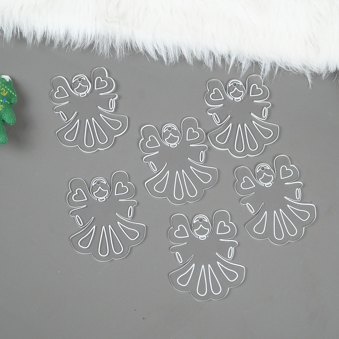 Set of 2 Acrylic Angel Doll Ornaments – Elegant Clear Christmas Decorations