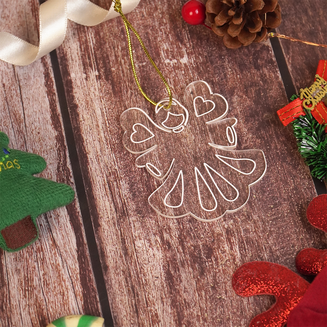Set of 2 Acrylic Angel Doll Ornaments – Elegant Clear Christmas Decorations