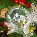 Set of 2 Acrylic Merry Christmas Ornaments – Festive Star Border Hanging Décor
