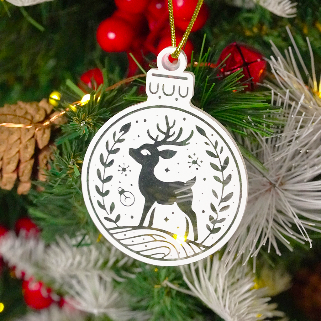 SET OF 2 Elegant Reindeer Christmas Ornament – Premium Acrylic Hanging Décor