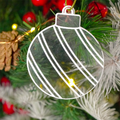 Set of 2 Striped Acrylic Bauble Ornament – Elegant 8cm Christmas Hanging Décor