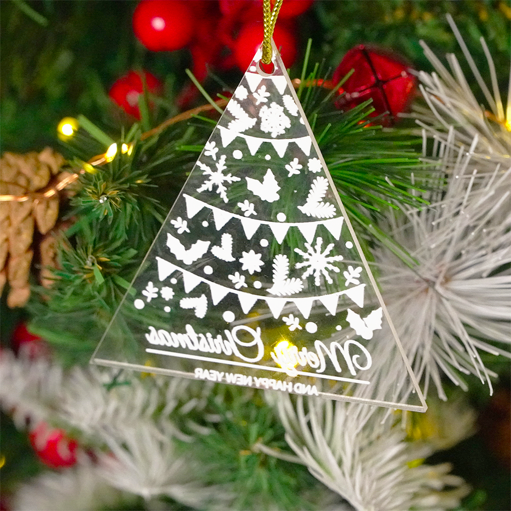 Set of 2 Acrylic Christmas Tree Ornament – Premium Hanging Decoration (8 cm)