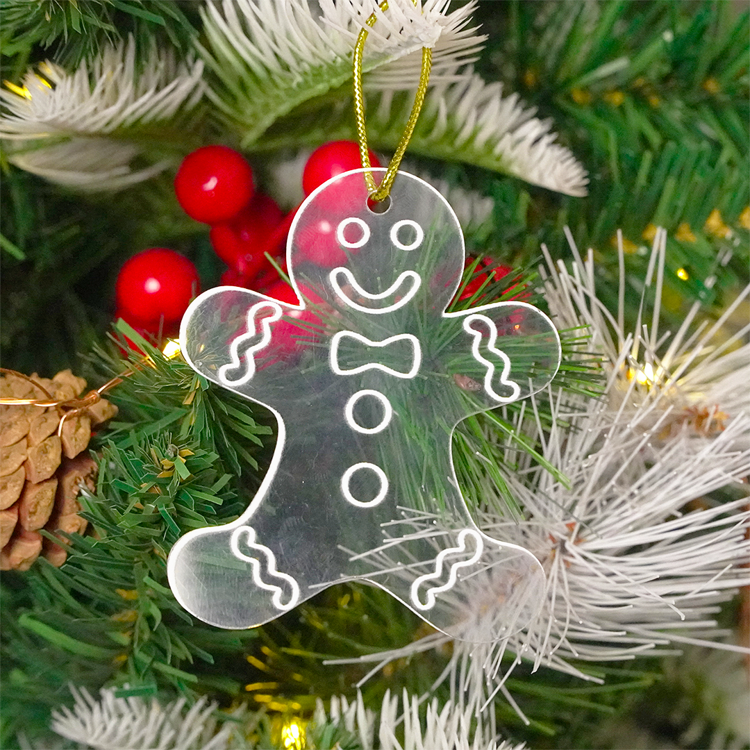 2 pcs Acrylic Gingerbread Man Ornaments – Cute Clear Christmas Decoration Set