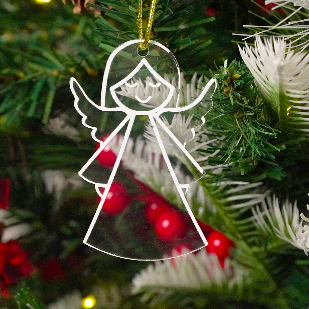 Set of 2 Acrylic Angel Christmas Ornament – Cute Holiday Hanging Décor (8cm)