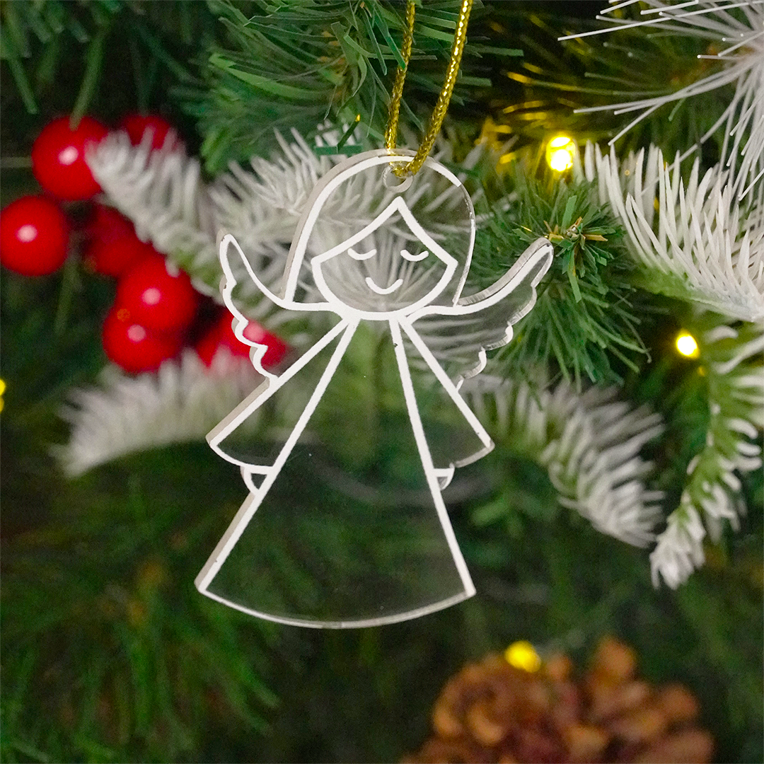 Set of 2 Acrylic Angel Christmas Ornament – Cute Holiday Hanging Décor (8cm)