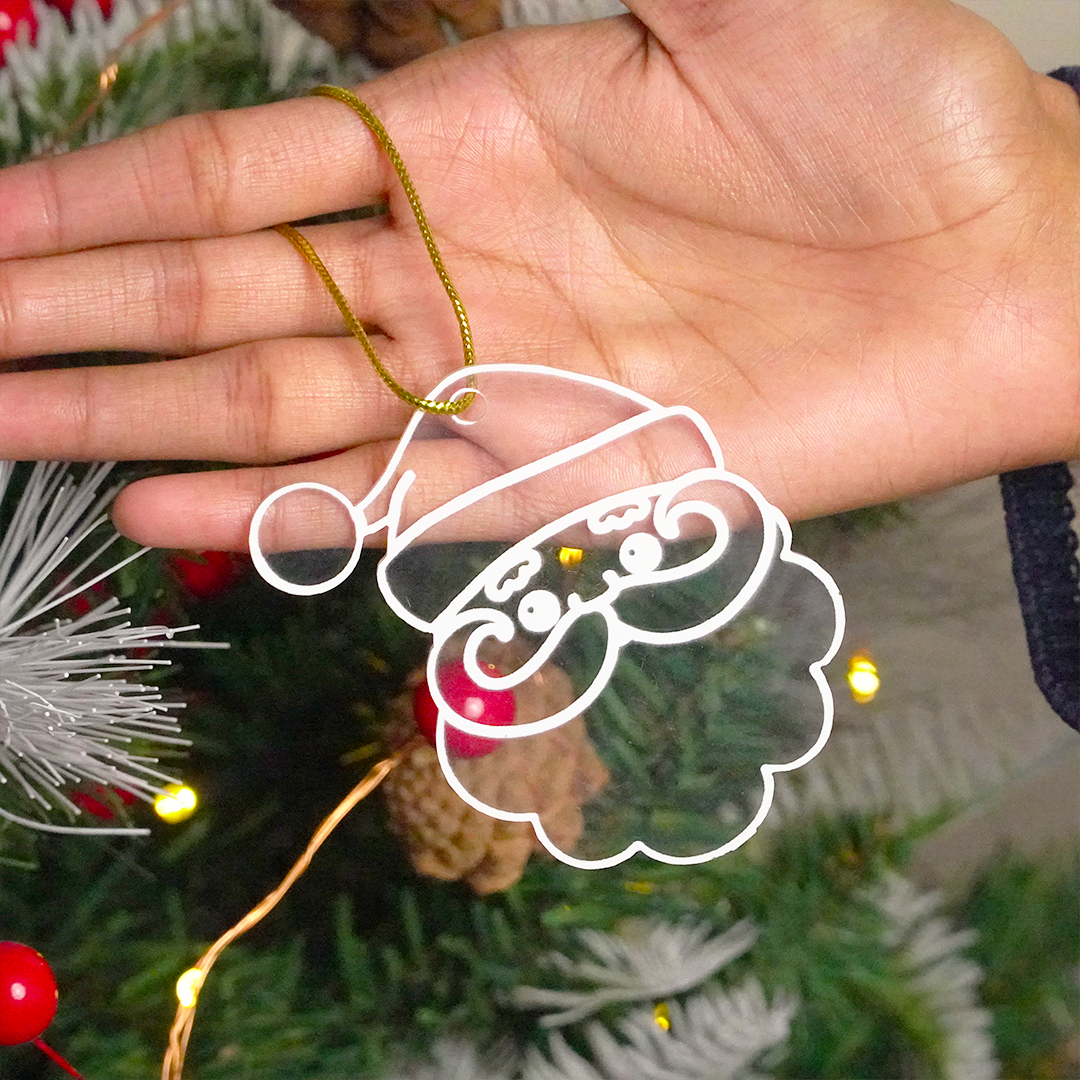 Acrylic Santa Claus Ornament – Premium Christmas Hanging Décor (8 cm, Set of 2)