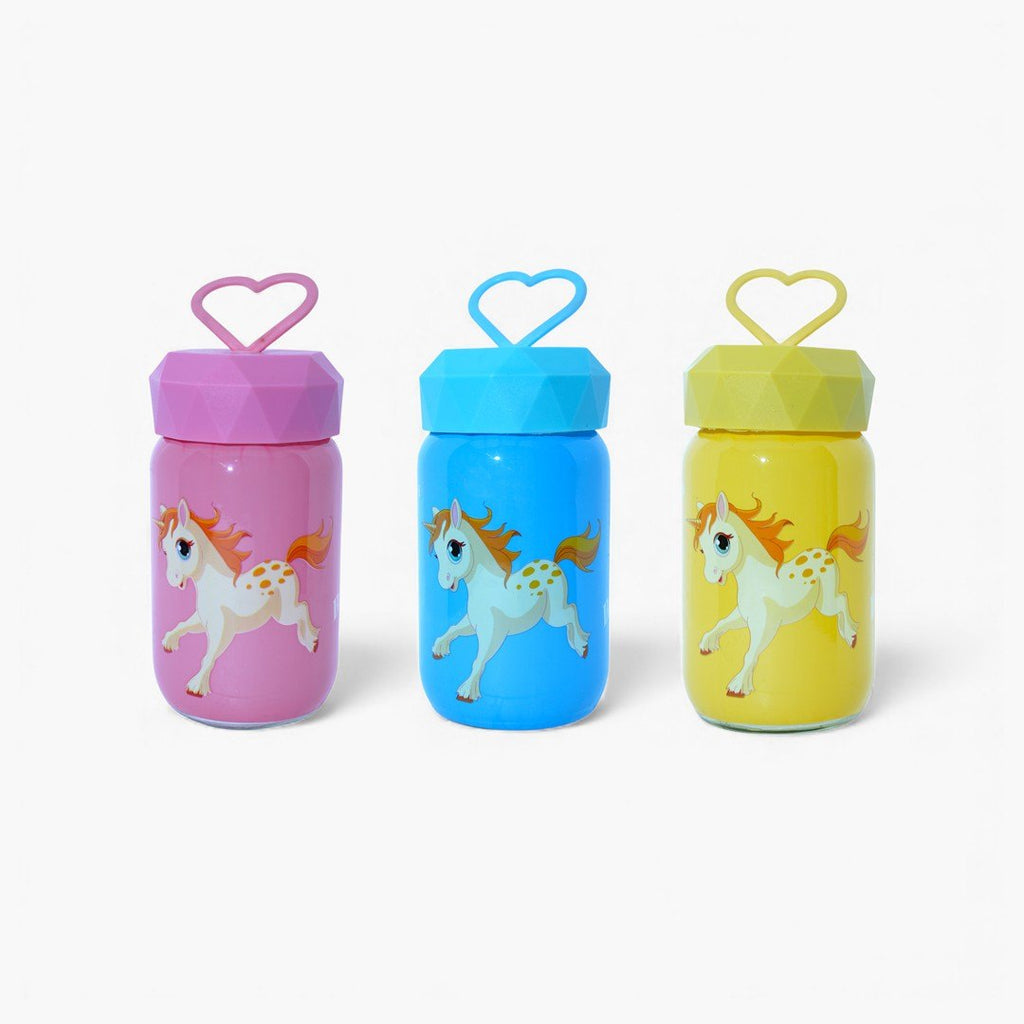Cute Unicorn Kids Water Bottle with Heart Handle Lid – Reusable Cartoon Drinking Bottle for School, Travel & Gifts