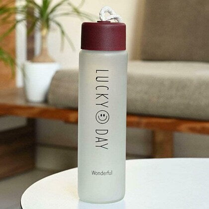 Lucky Day Frosted Glass Water Bottle – 8 Inch Reusable Motivational Drink Bottle