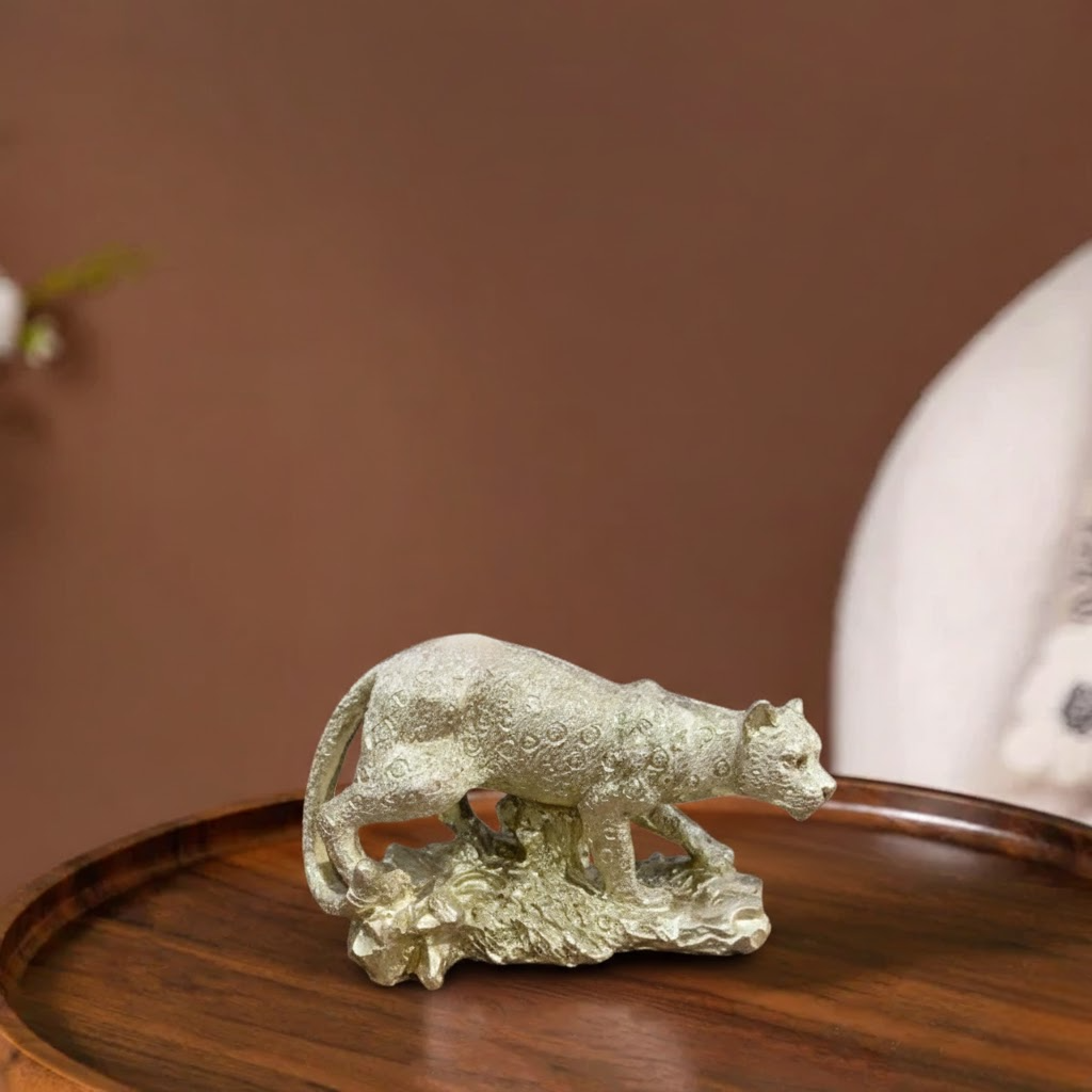 Golden Leopard Statue for Home Decor – Luxury Animal Figurine Showpiece