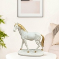 White & Gold Horse Showpiece for Home Décor
