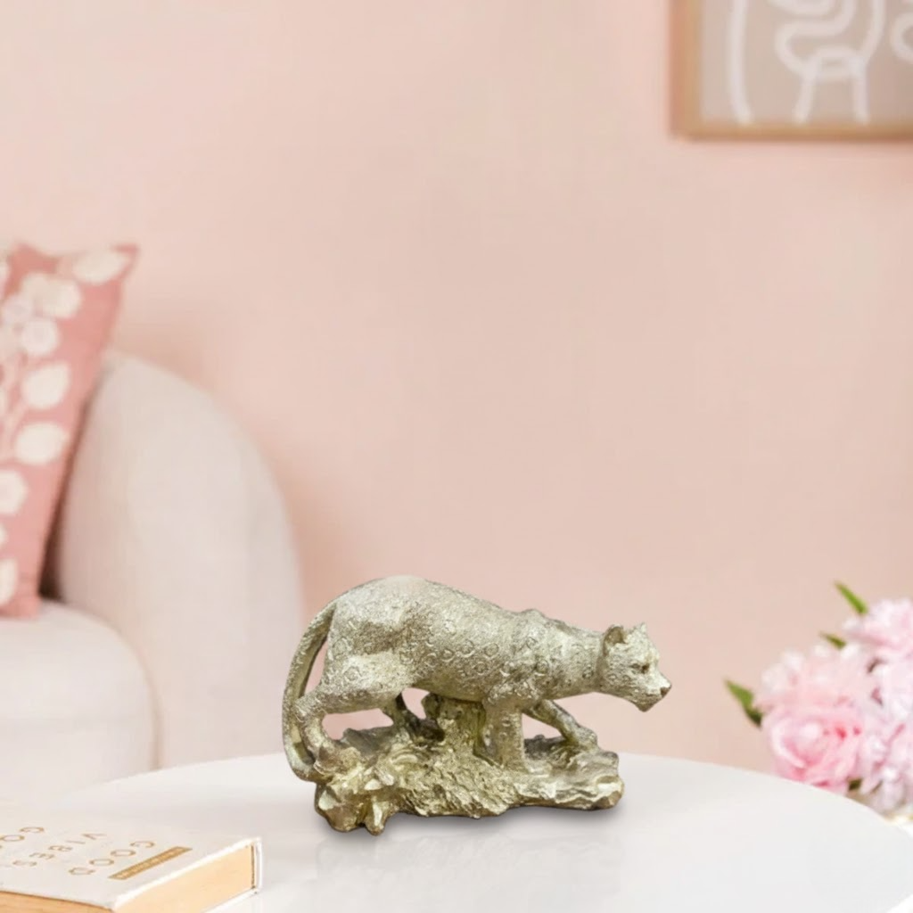 Golden Leopard Statue for Home Decor – Luxury Animal Figurine Showpiece