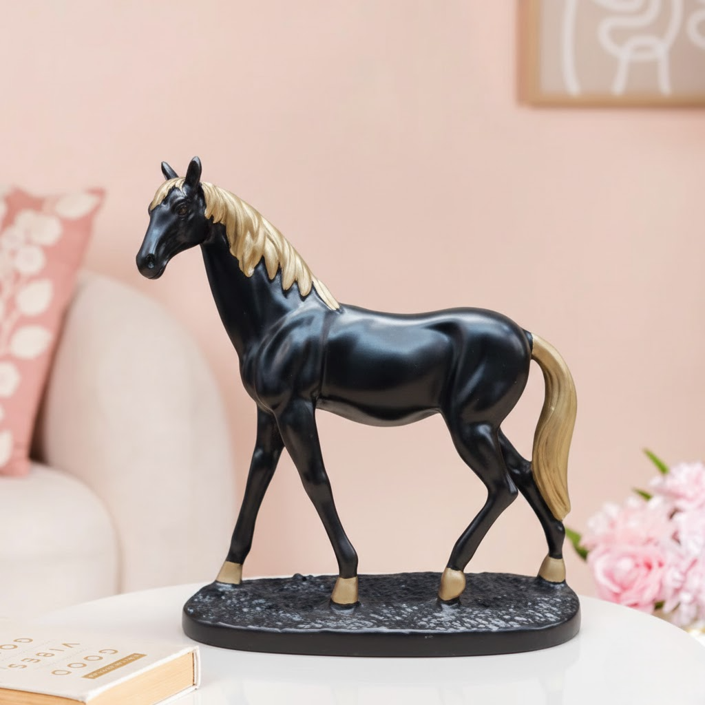 Black Horse Showpiece for Home Décor – Elegant Horse Figurine Statue