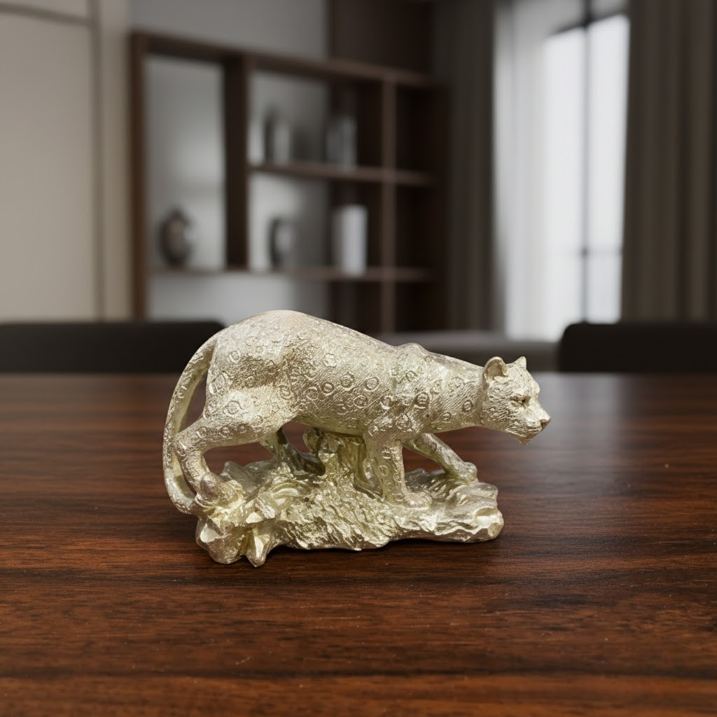 Golden Leopard Statue for Home Decor – Luxury Animal Figurine Showpiece