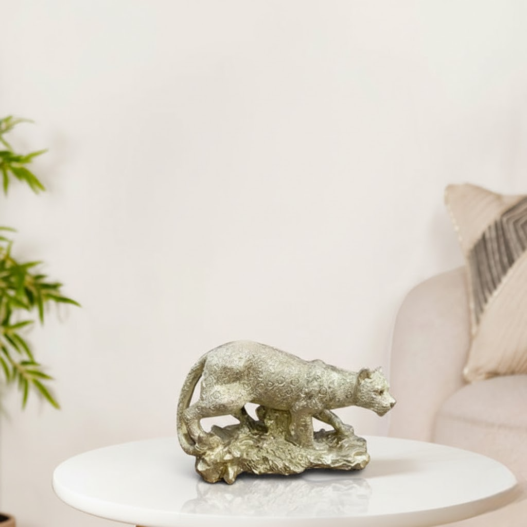 Golden Leopard Statue for Home Decor – Luxury Animal Figurine Showpiece