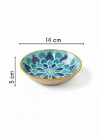 Elegant Aqua Bloom Ceramic Bowls – Set of 4 | Perfect for Snacks, Salads & Desserts