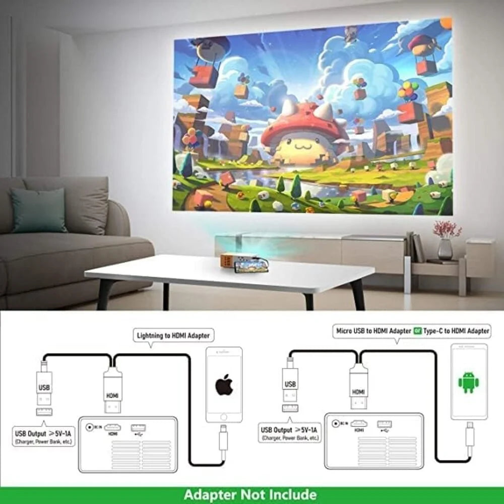 LED Mini Projector with Remote Control, Portable Home Theater Movie Projector
